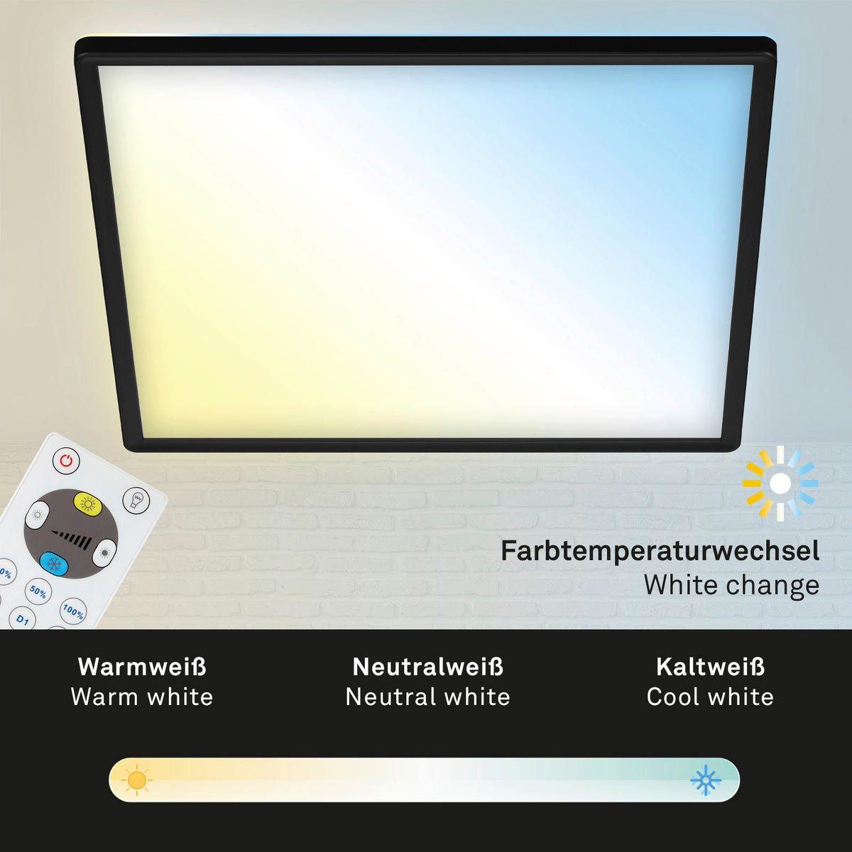 LED-PANEEL 42/42/2.9 cm   - Schwarz, Design, Kunststoff (42/42/2.9cm) - Briloner