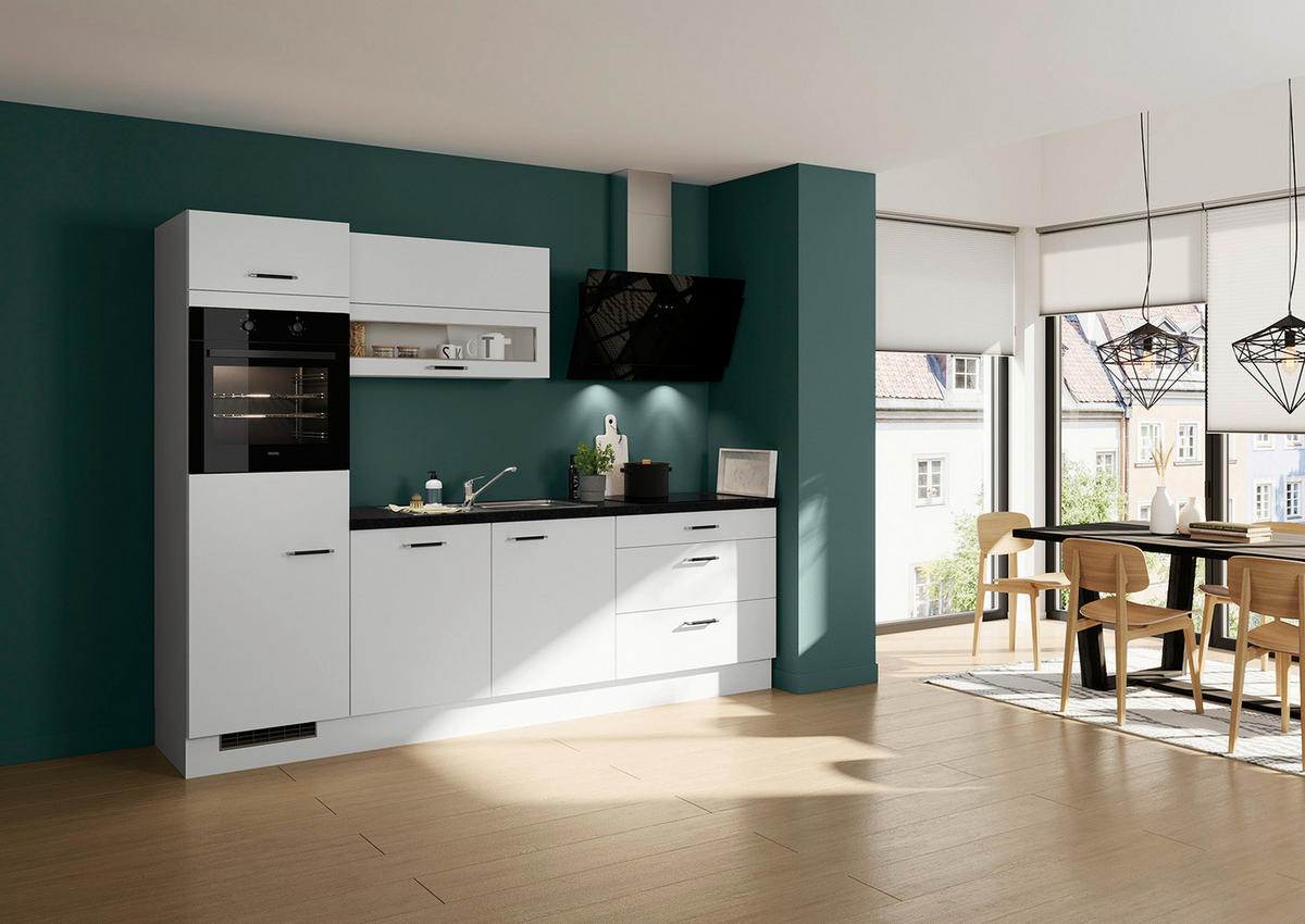 KÜCHENLEERBLOCK 270 cm   in Hellgrau  - Edelstahlfarben/Hellgrau, Design, Holzwerkstoff (270cm) - Impuls