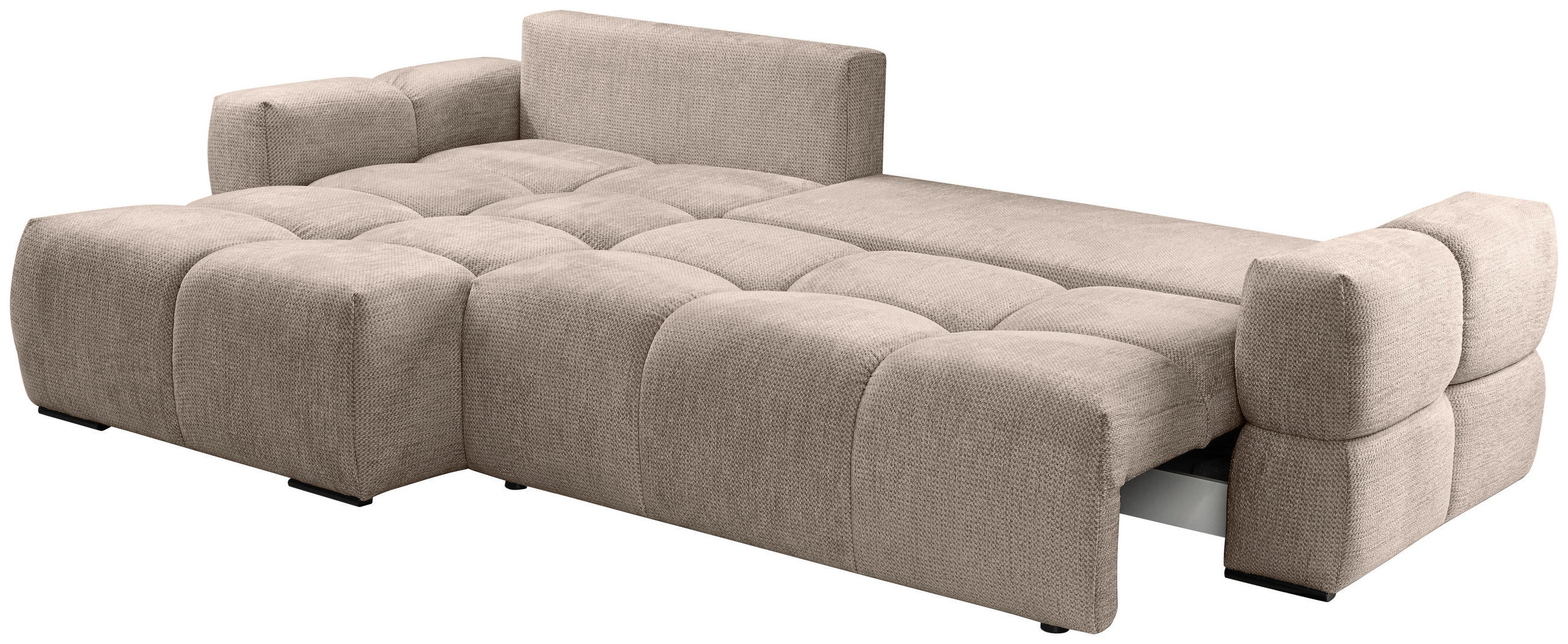 ECKSOFA Beige Chenille  - Beige/Schwarz, Design, Textil/Metall (173/299cm) - Stylife