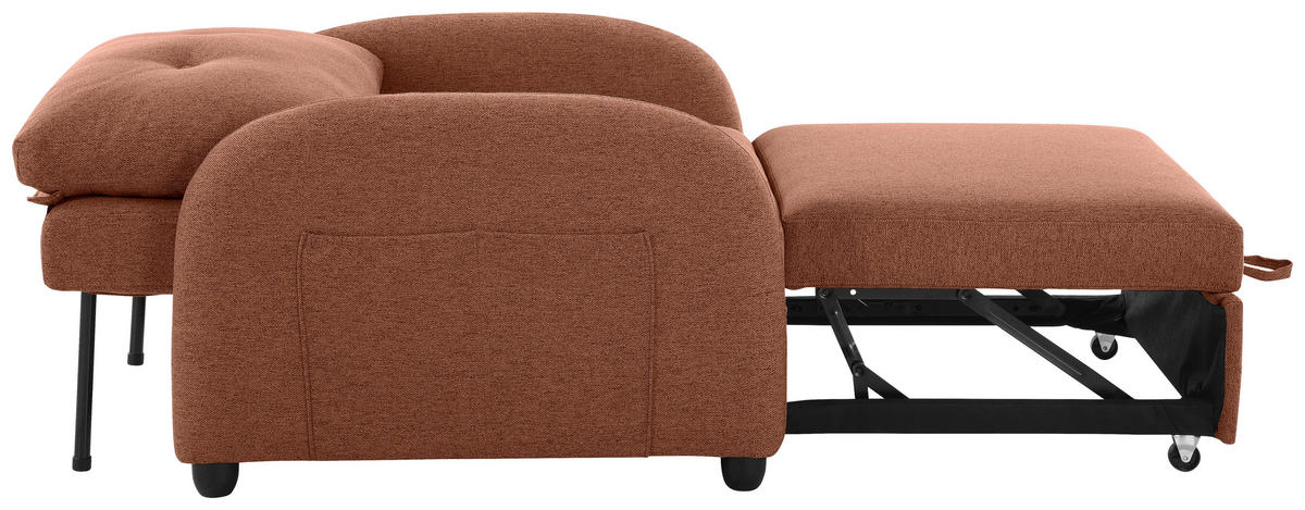 SCHLAFSESSEL Leinenoptik Rostfarben    - Rostfarben/Schwarz, Design, Kunststoff/Textil (102/94/95cm) - Livetastic