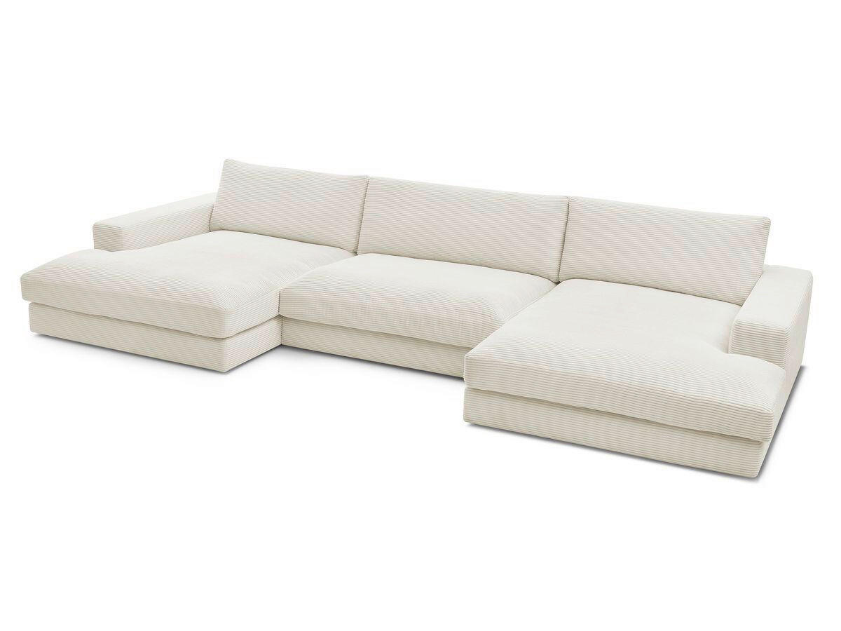 WOHNLANDSCHAFT LEONARD Beige Cord  - Beige/Schwarz, MODERN, Kunststoff/Textil (159/404/159cm)