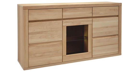 SIDEBOARD Eiche massiv Alteiche Einlegeböden  - Alteiche/Grau, KONVENTIONELL, Glas/Holz (170/92/44cm) - Voleo