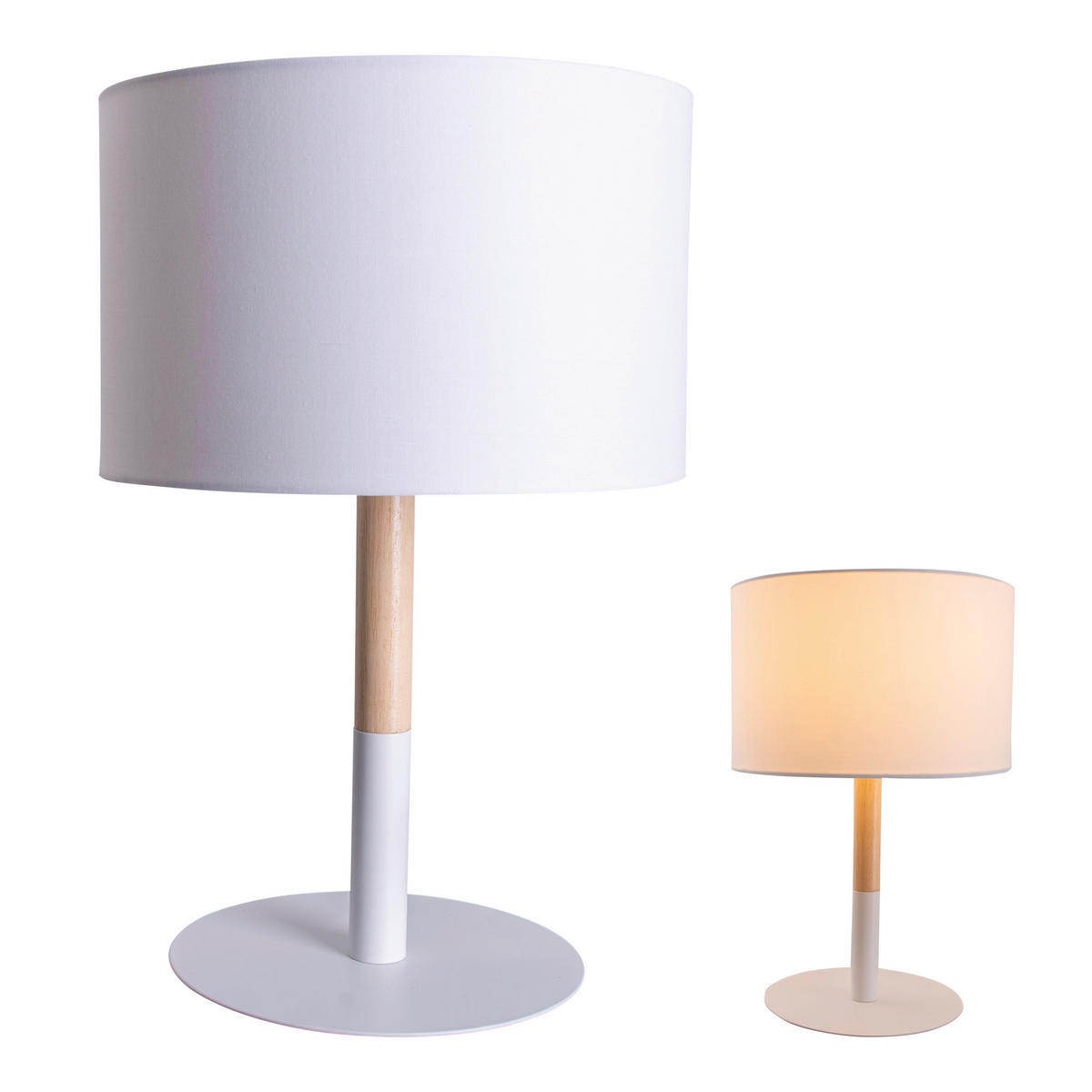 TISCHLEUCHTE 24/37 cm   - Naturfarben/Weiß, Design, Textil/Metall (24/37cm) - Näve