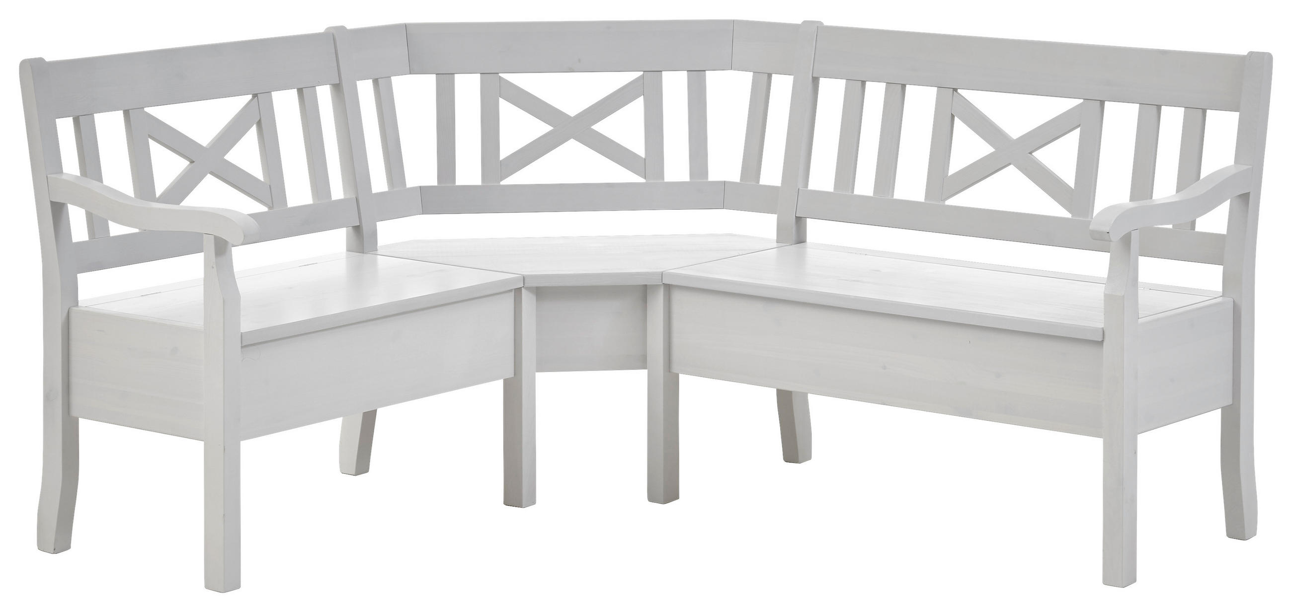 ECKBANK 170/147 cm Weiß Kiefer massiv   - Weiß, ROMANTIK / LANDHAUS, Holz (170/147cm) - Boxxx