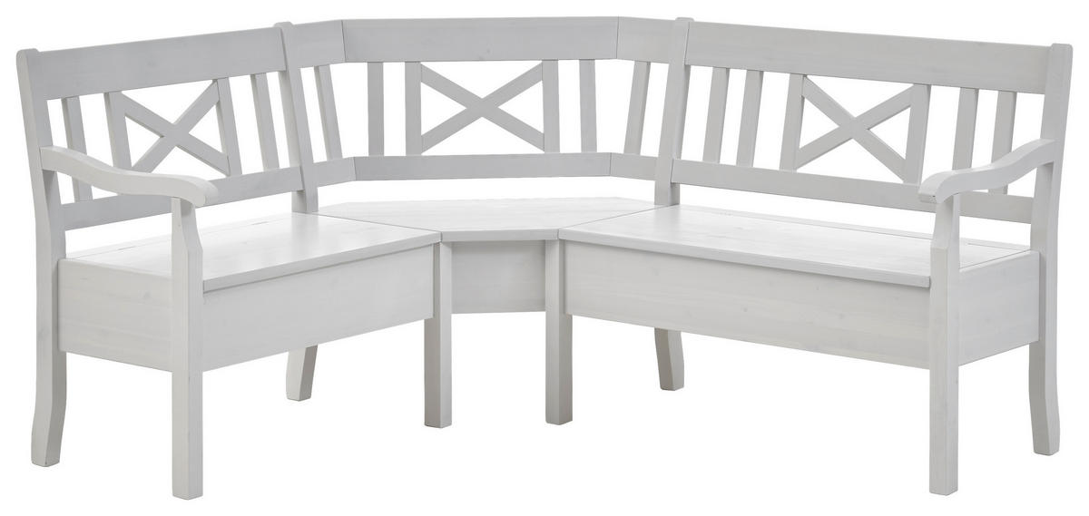 ECKBANK 170/147 cm Weiß Kiefer massiv   - Weiß, ROMANTIK / LANDHAUS, Holz (170/147cm) - Boxxx