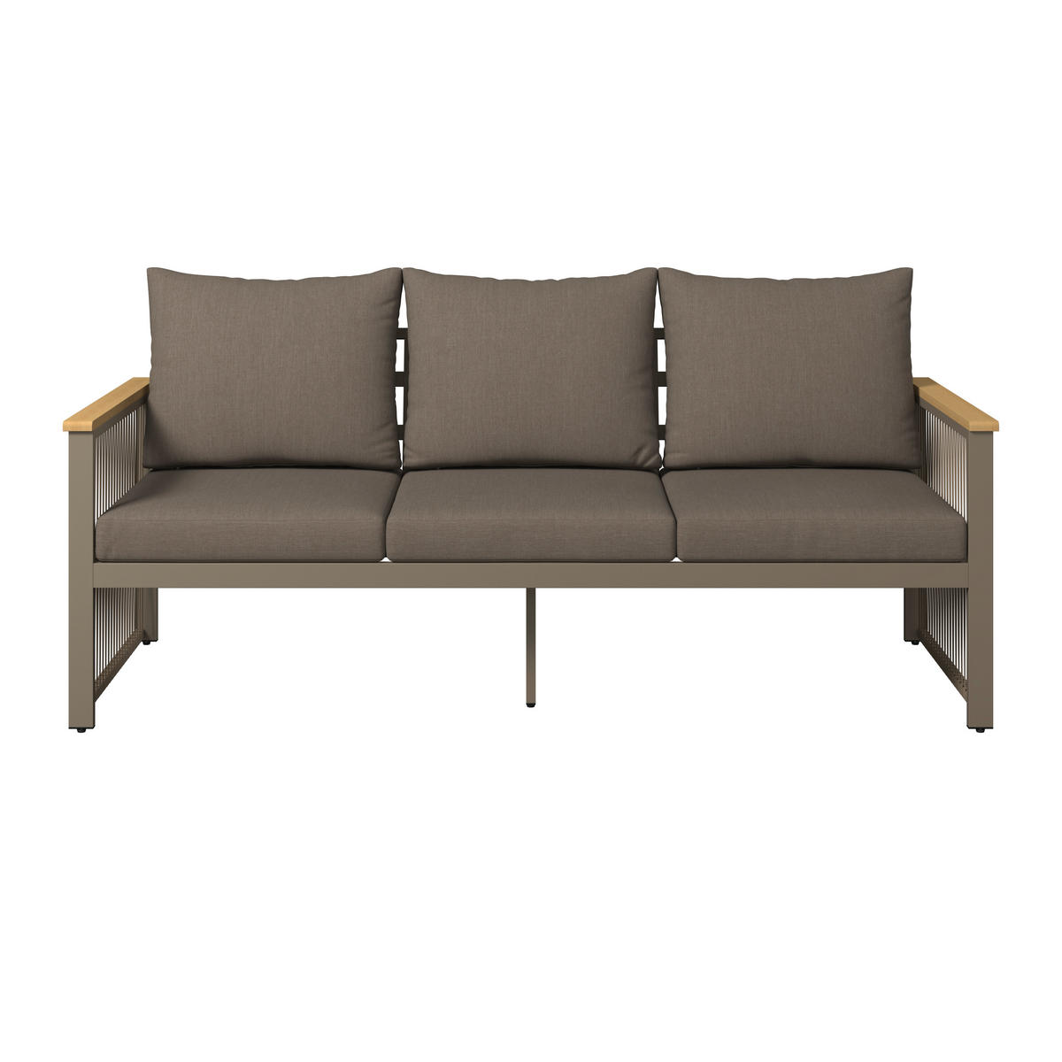 LOUNGESOFA  - Beige/Schwarz, MODERN, Holz/Metall (190/73/76cm) - Ambia Garden