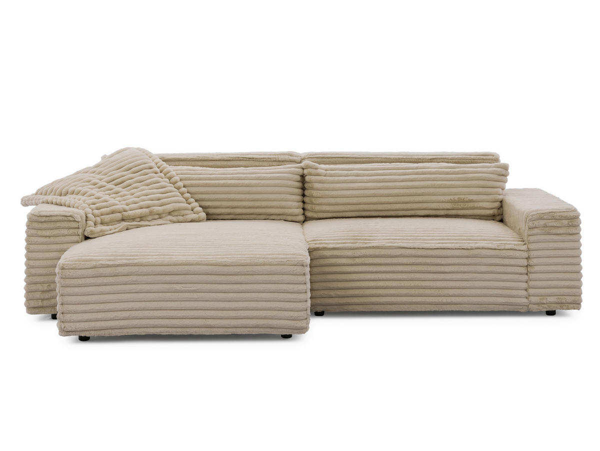 ECKSOFA Curduroy in Cord Hellbraun Rückenkissen  251/142 cm  - Hellbraun/Schwarz, Design, Kunststoff/Textil (251/142cm) - P & B