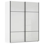 SCHWEBETÜRENSCHRANK 162/223/68 cm 2-türig Weiß  - Schwarz/Weiß, KONVENTIONELL, Glas/Holzwerkstoff (162/223/68cm) - Novel
