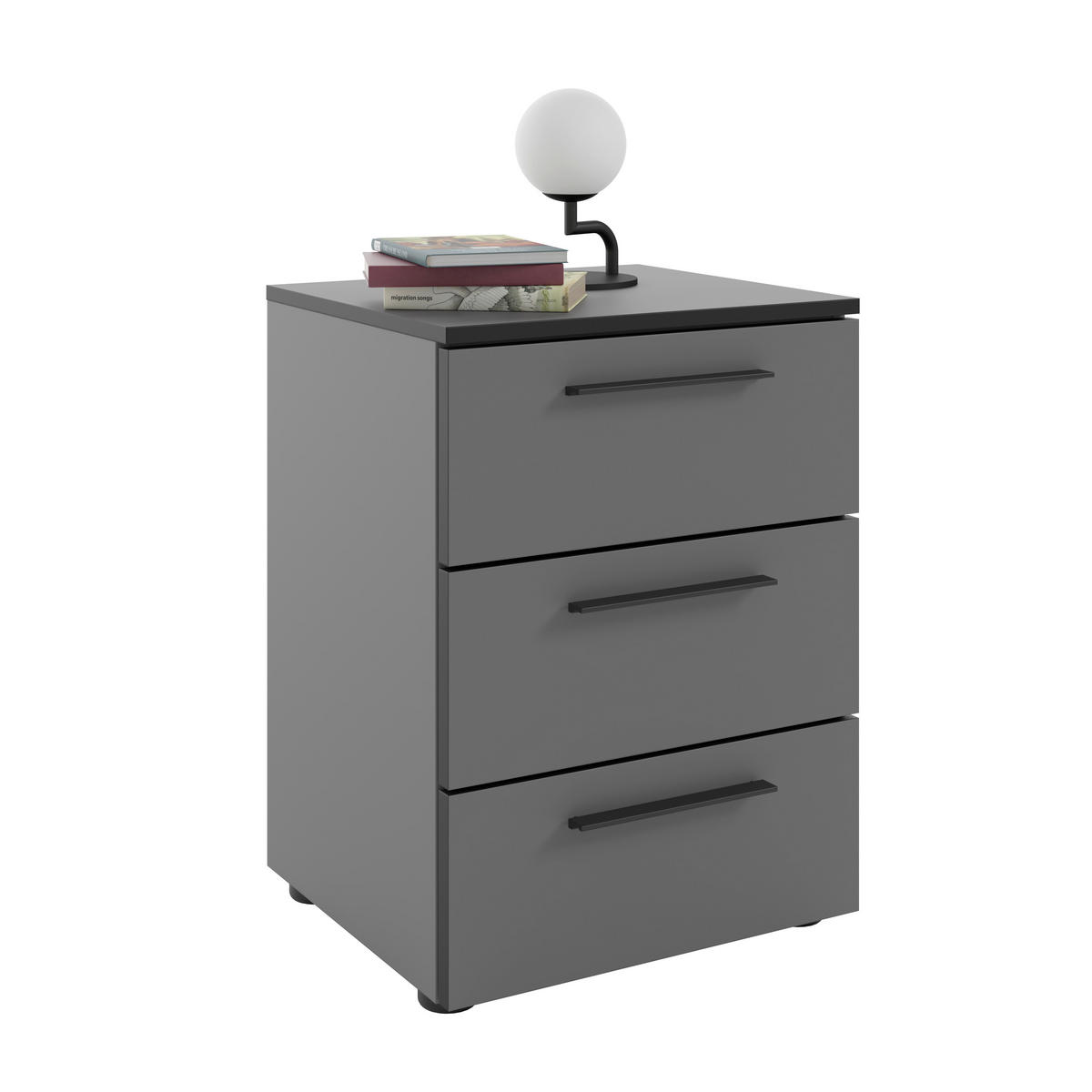 NACHTSCHRANK 45/61,4/40 cm  - Dunkelgrau/Schwarz, MODERN, Holzwerkstoff/Kunststoff (45/61,4/40cm)