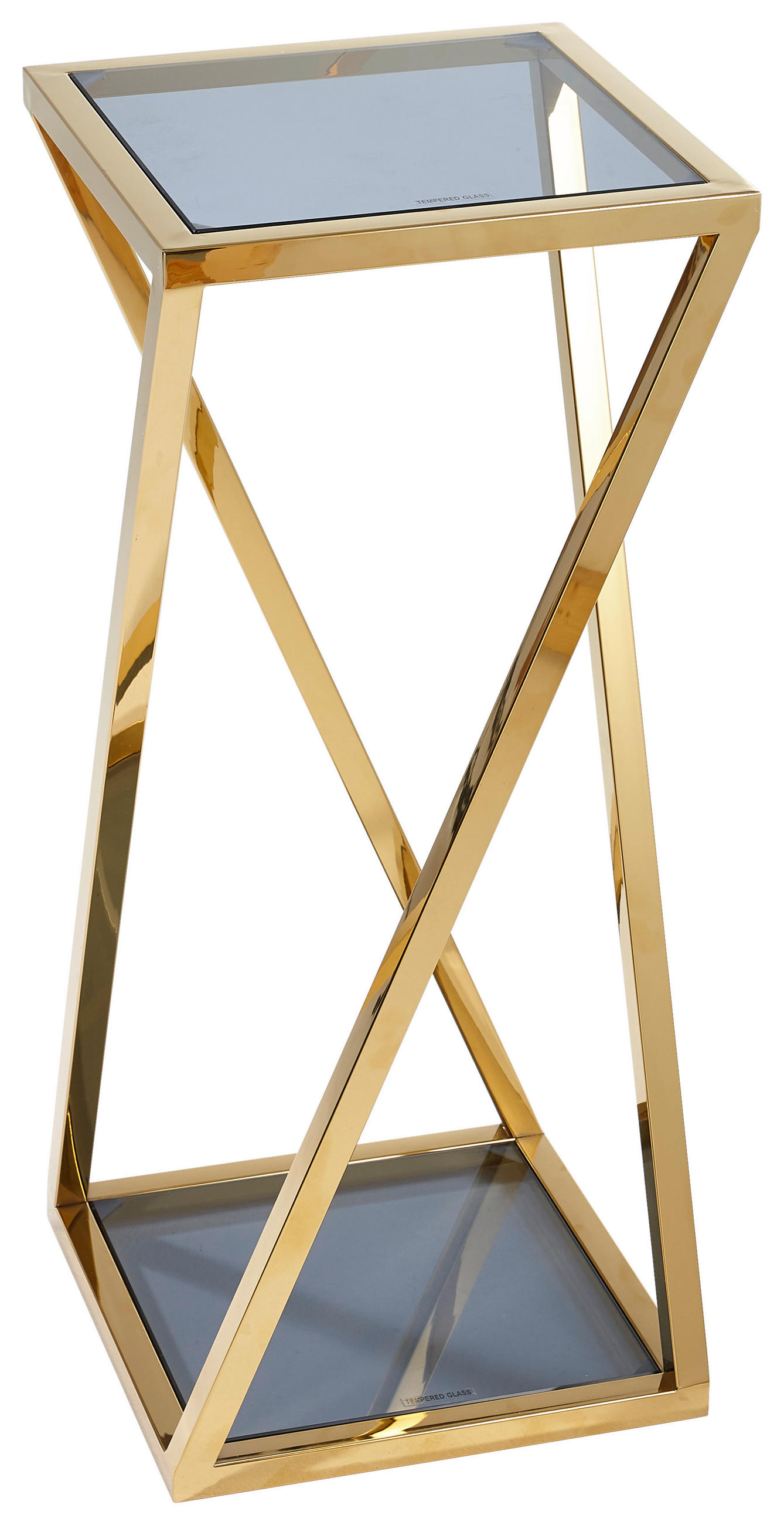 BLUMENSÄULE Metall, Glas - Blau/Goldfarben, Design, Glas/Metall (30/30/70cm) - Xora
