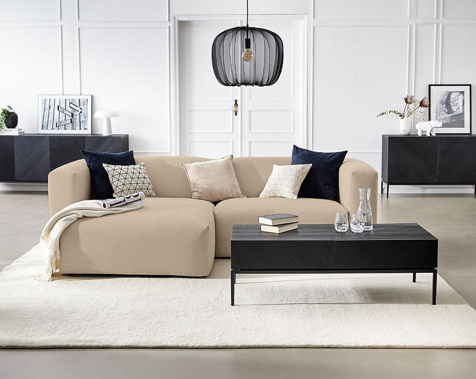 ECKSOFA in Struktur Beige  - Beige, Modern, Textil (255/72/160cm) - Trendmanufaktur