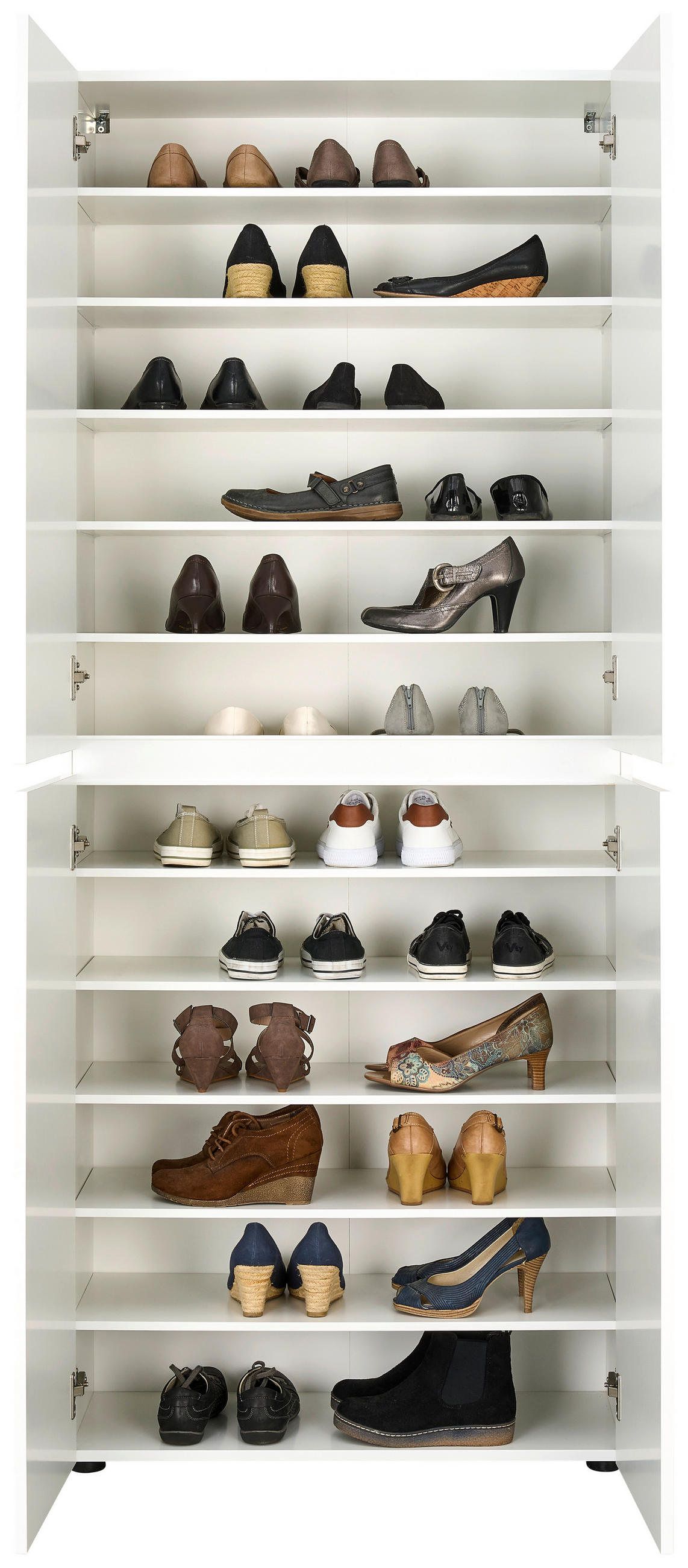 SCHUHSCHRANK Weiß  - Schwarz/Weiß, Design, Holzwerkstoff/Kunststoff (80/200/34cm) - home24