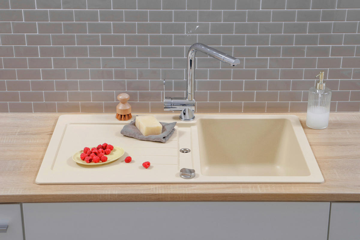 SPÜLE AUSTIN86X50V  - Creme, Design, Stein (86/21/50cm) - Respekta