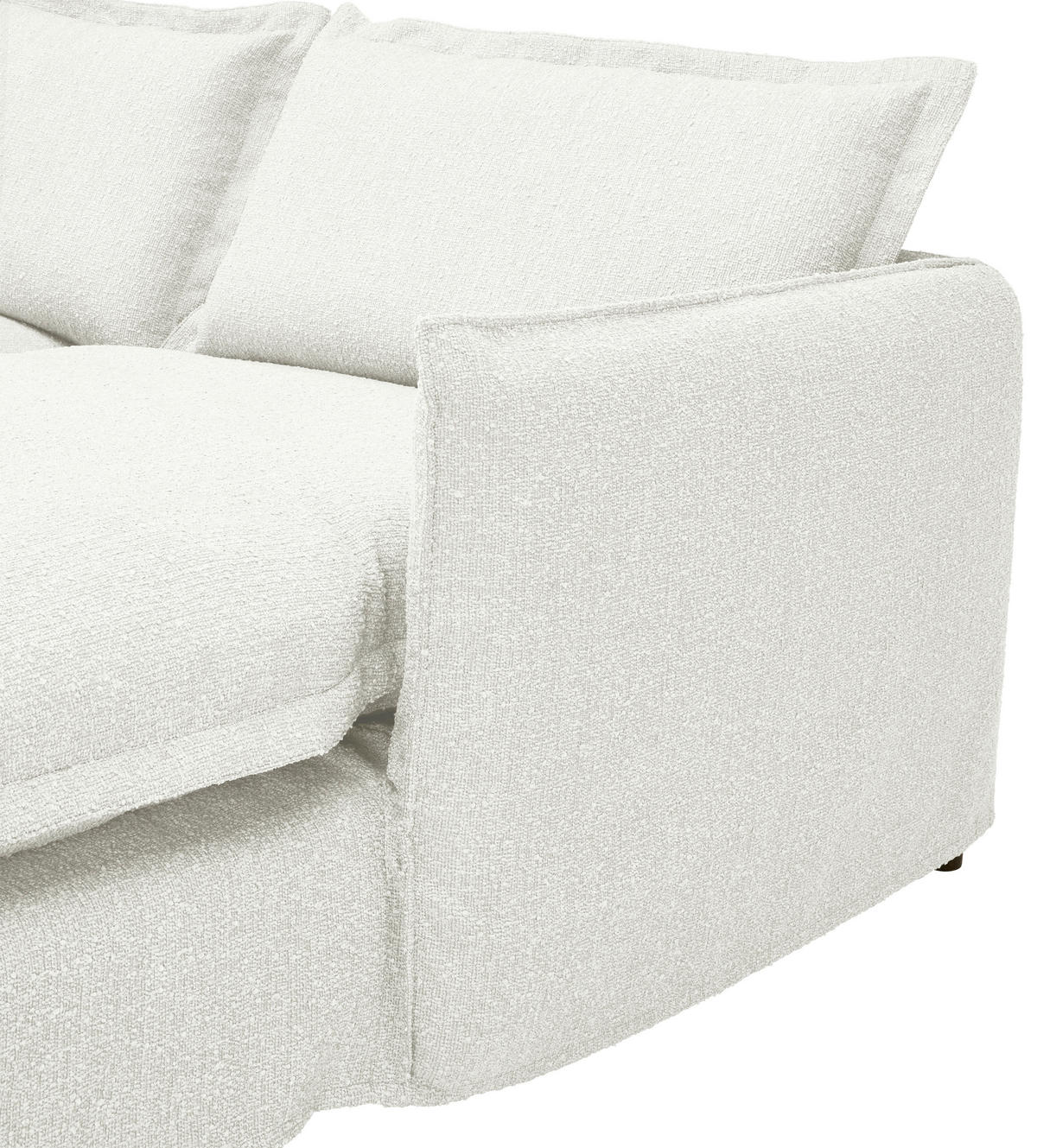 ECKSOFA in Flachgewebe, Bouclé Weiss  - Weiss/Schwarz, Trend, Textil/Metall (295/165cm) - Livetastic