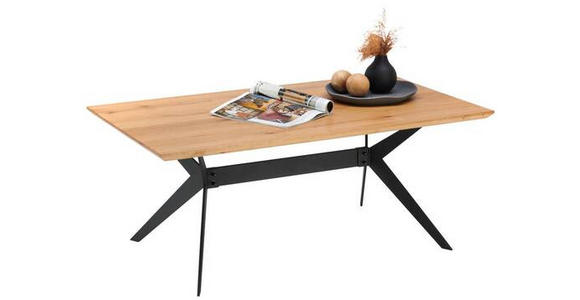 COUCHTISCH Eiche massiv rechteckig Schwarz, Eichefarben 110/45/65 cm  - Eichefarben/Schwarz, Design, Holz/Metall (110/45/65cm) - Hom`in