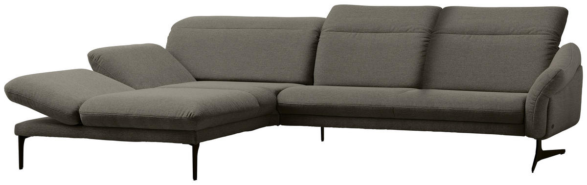 ECKSOFA in Webstoff Graubraun  - Anthrazit/Graubraun, Design, Textil/Metall (203/299cm) - Himolla