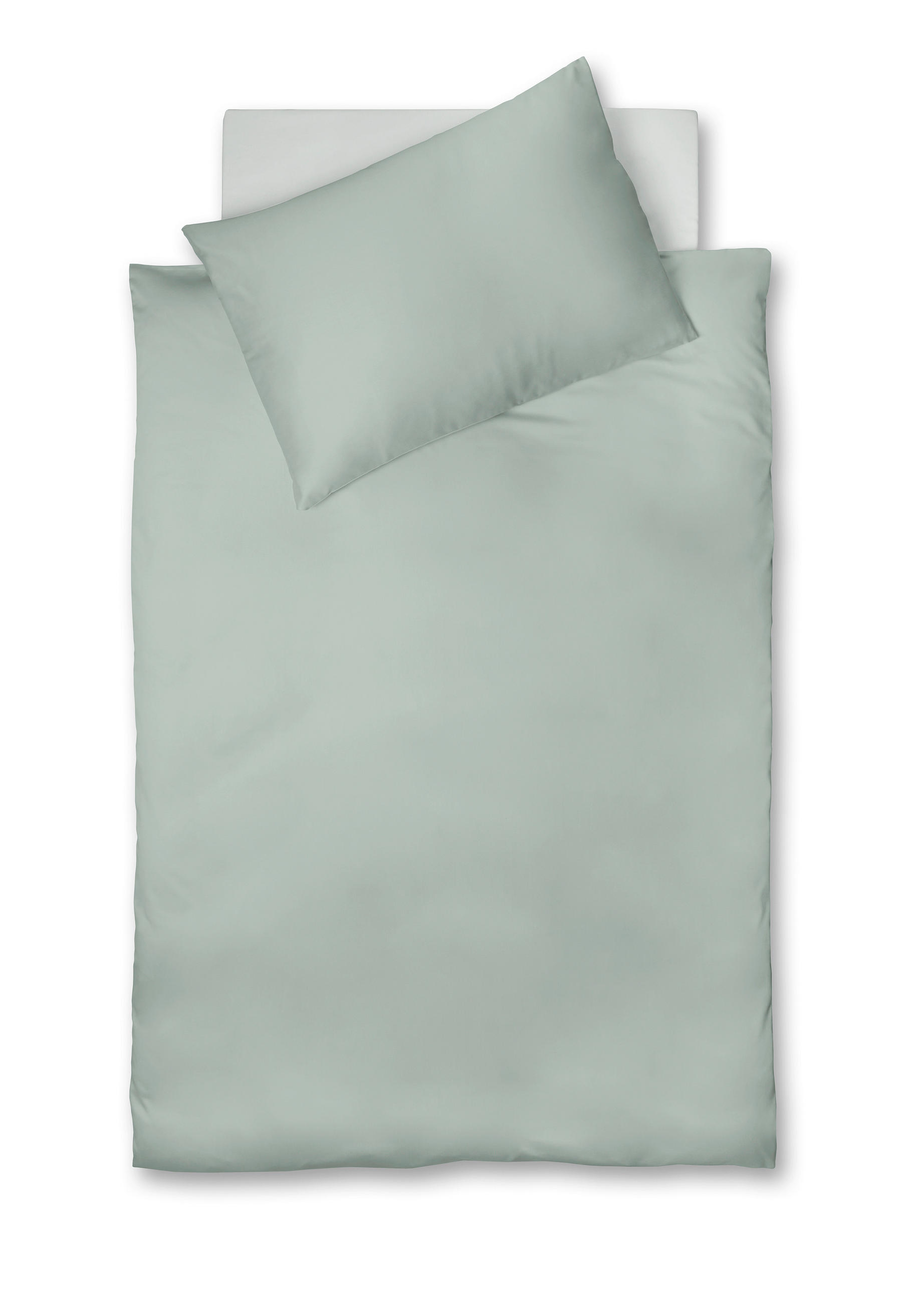 BETTWÄSCHE 2-teilig Satin, Leinenoptik 140/200 cm  - Salbeigrün, Basics, Textil (140/200cm) - Fleuresse