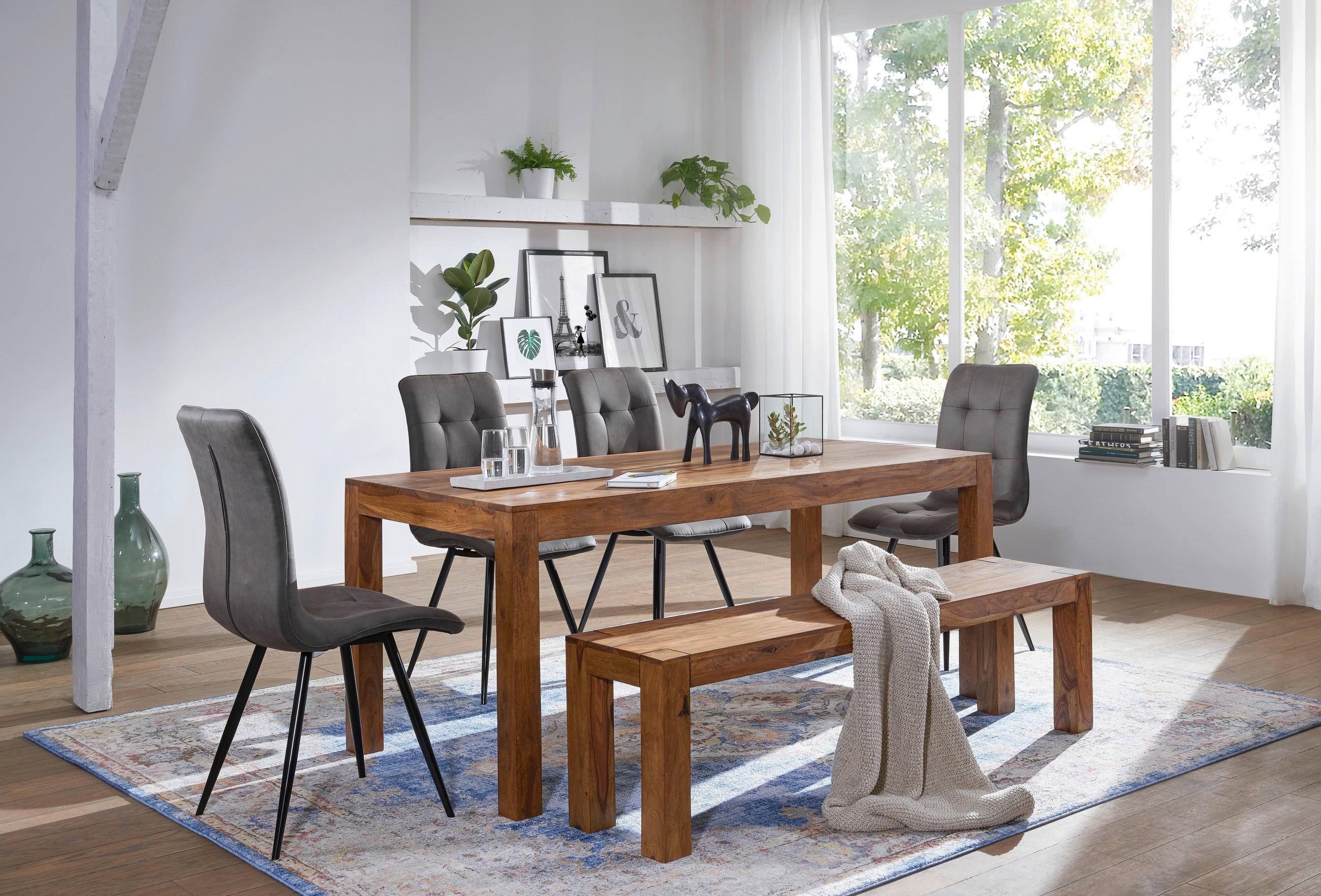 ESSTISCH Sheesham massiv rechteckig Sheeshamfarben  - Sheeshamfarben, Design, Holz (140/80/76cm) - MID.YOU