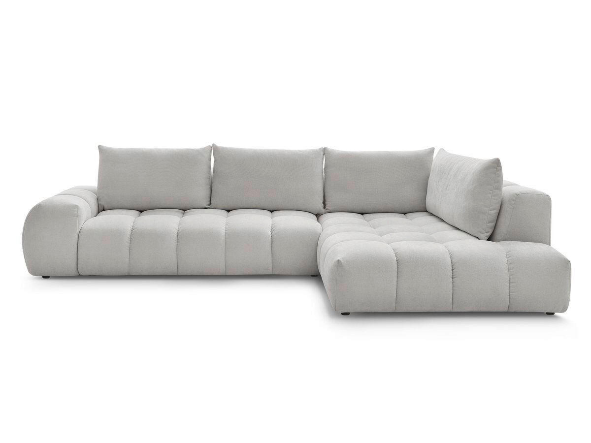 ECKSOFA Ottomane rechts  EVEREST Hellgrau Struktur  - Hellgrau/Schwarz, MODERN, Kunststoff/Textil (352/210cm) - Livetastic