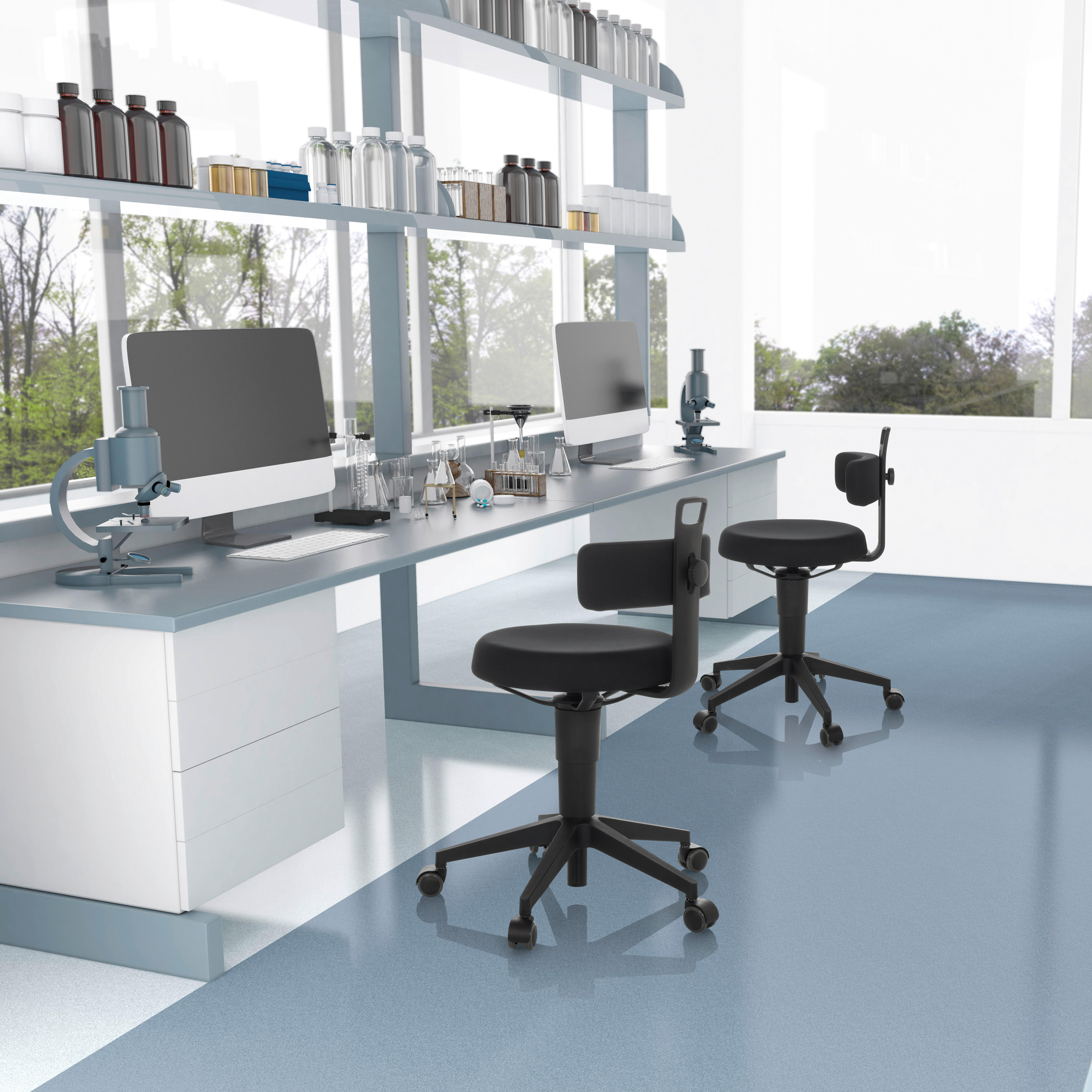 BÜROHOCKER 40/74-86/46 cm  - Schwarz, Basics, Kunststoff/Textil (40/74-86/46cm) - MID.YOU