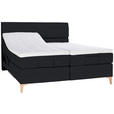 BOXSPRINGBETT 200/200 cm  in Schwarz  - Eichefarben/Schwarz, KONVENTIONELL, Holz/Textil (200/200cm) - Voleo