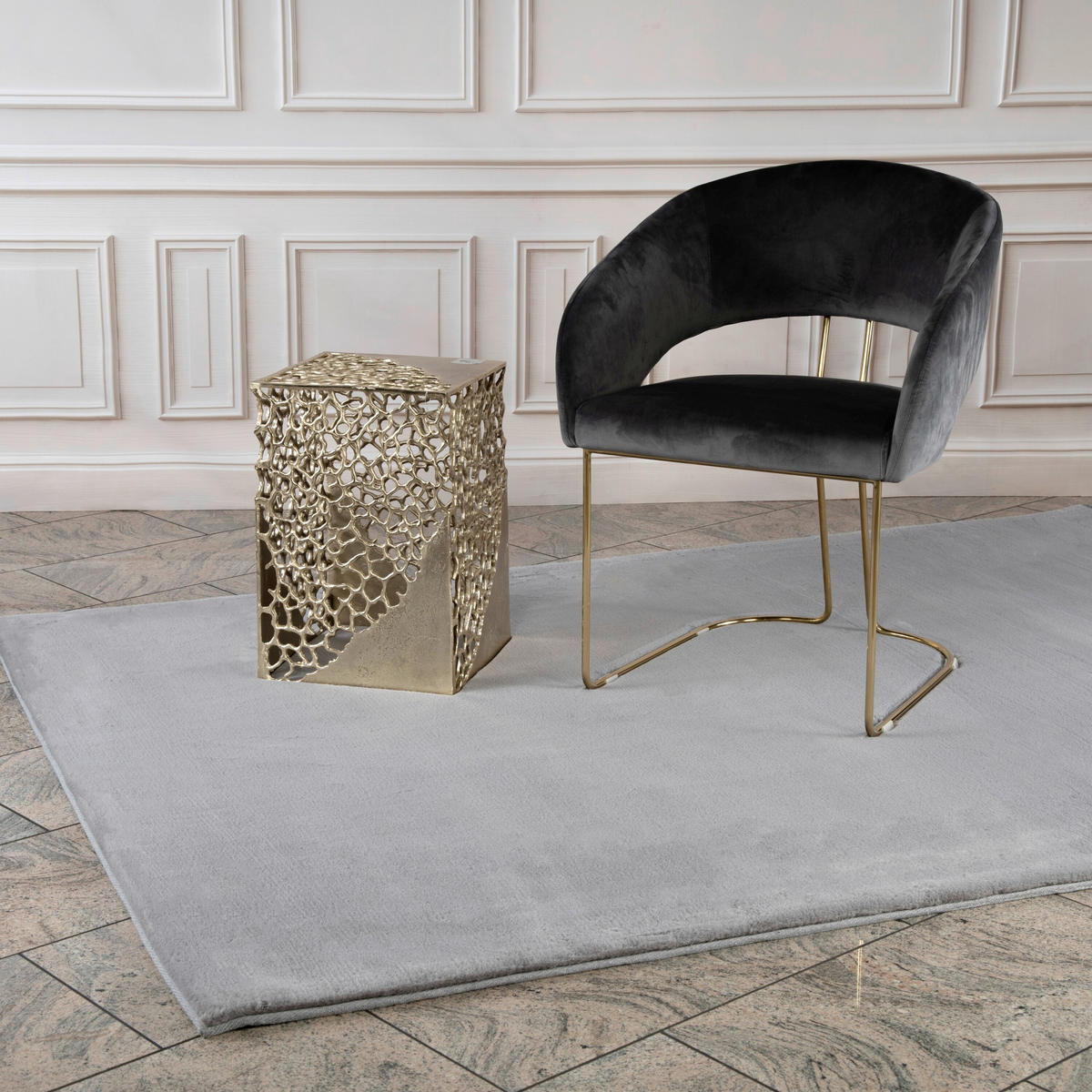 HOCHFLORTEPPICH 80/150 cm Silberfarben  - Silberfarben, Basics, Textil (80/150cm) - Kayoom