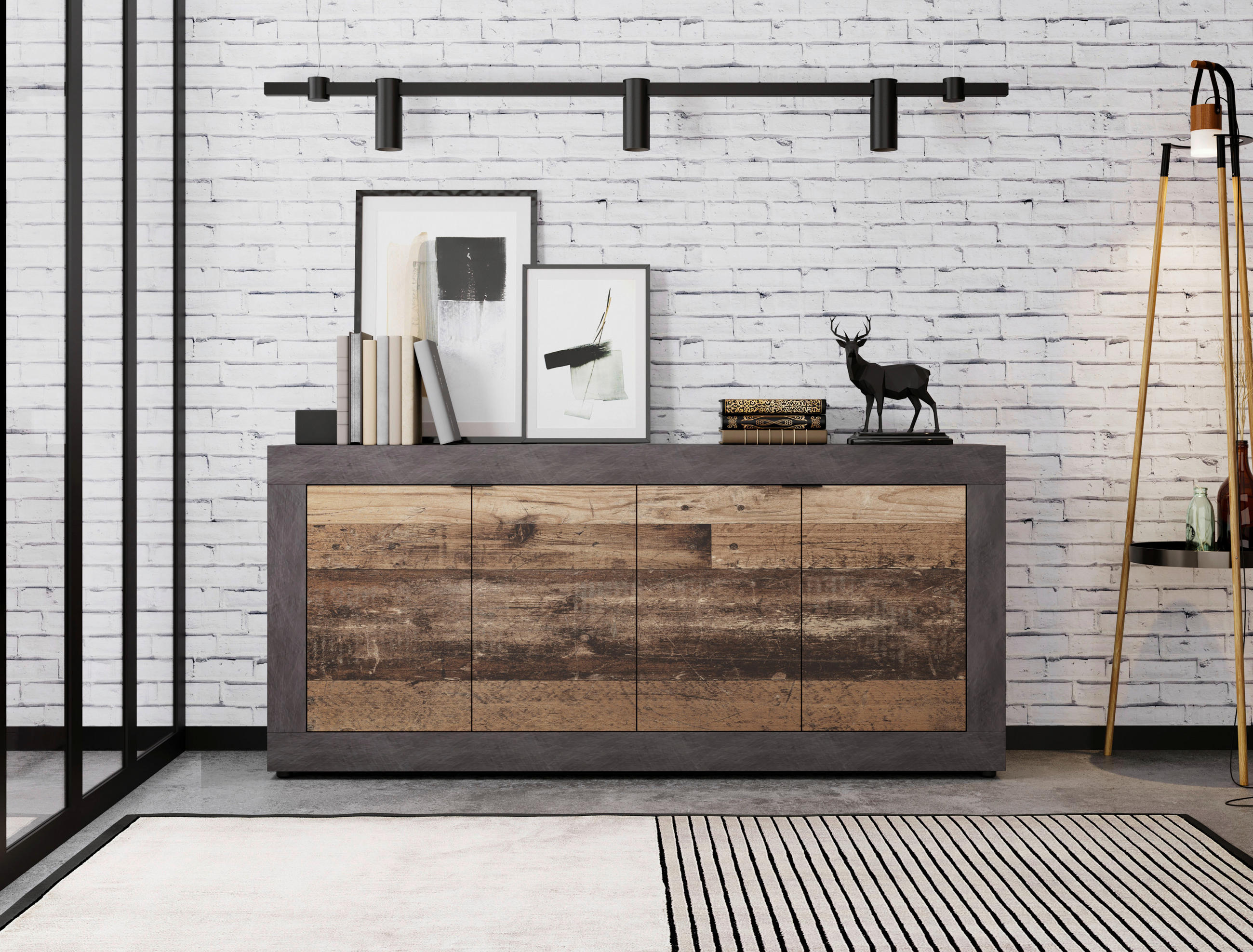 SIDEBOARD  in 180/86/42 cm  - Alteiche/Schwarz, Design, Holzwerkstoff/Kunststoff (180/86/42cm) - MID.YOU