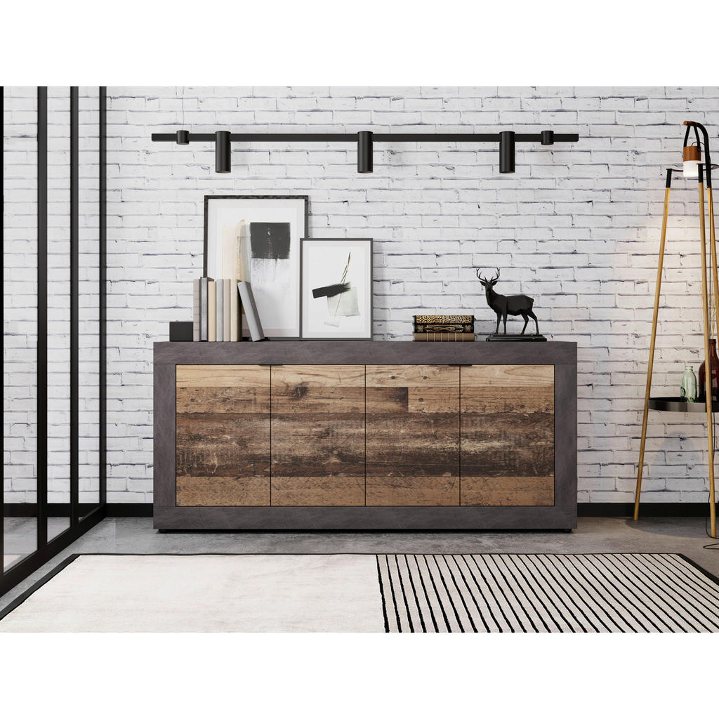 Thumbnail - Mid.you Sideboard, Graphit, Alteiche, Kunststoff, Holz, 2 Fächer, 180x86x42 cm, stehend, Wohnzimmer, Kommoden & Sideboar...