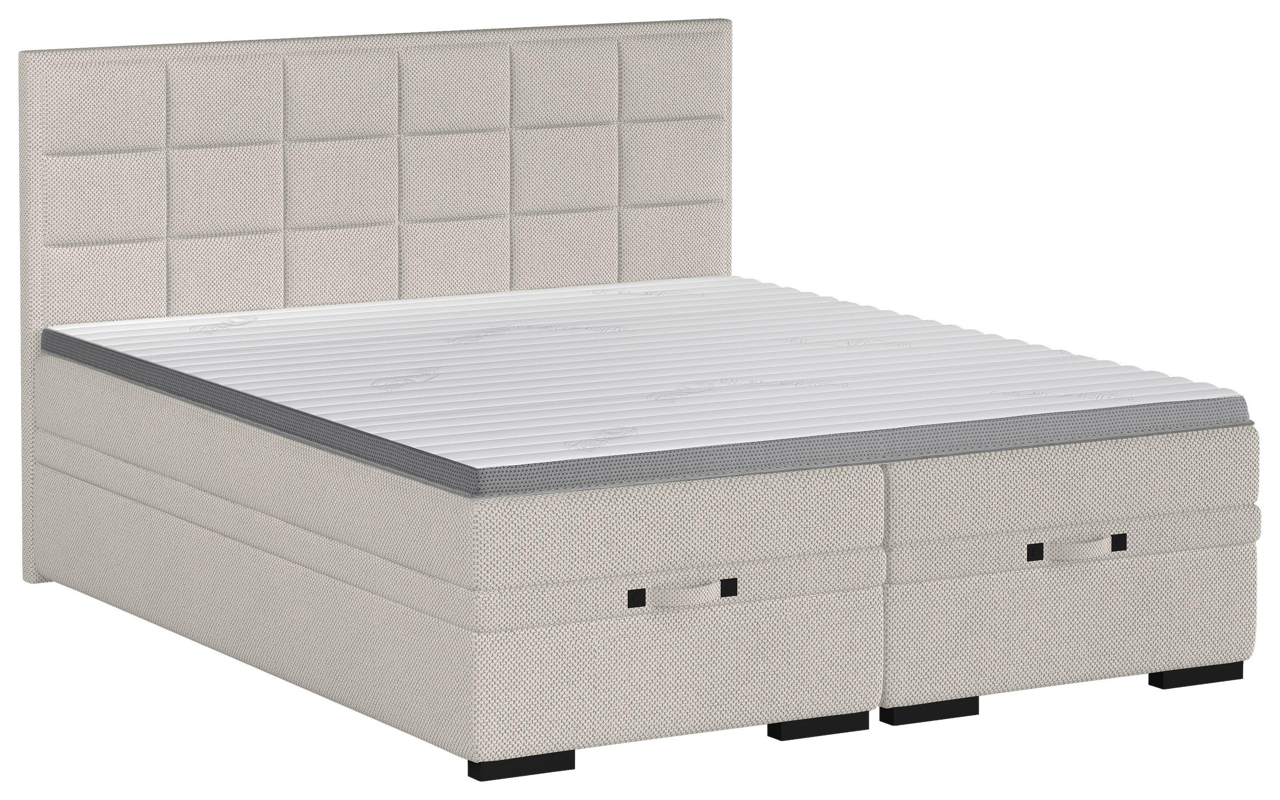 BOXSPRINGBETT 180/200 cm in Greige - Greige/Schwarz, KONVENTIONELL, Kunststoff/Textil (180/200cm) - home24