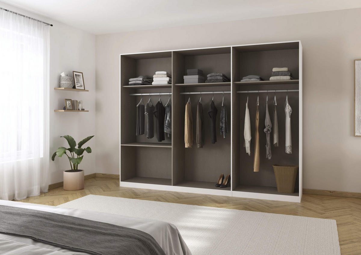 DREHTÜRENSCHRANK in Weiss, Eiche dunkel  - Eiche dunkel/Weiss, Basics, Holzwerkstoff/Metall (271/210/54cm) - Boxxx