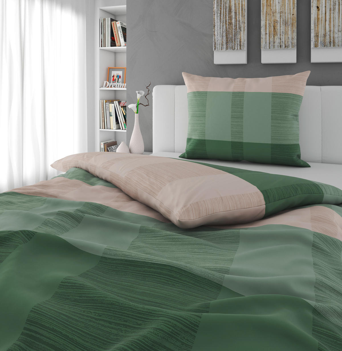 BETTWÄSCHE 2-teilig Jersey 140/200 cm  - Grün, KONVENTIONELL, Textil (140/200cm) - Novel