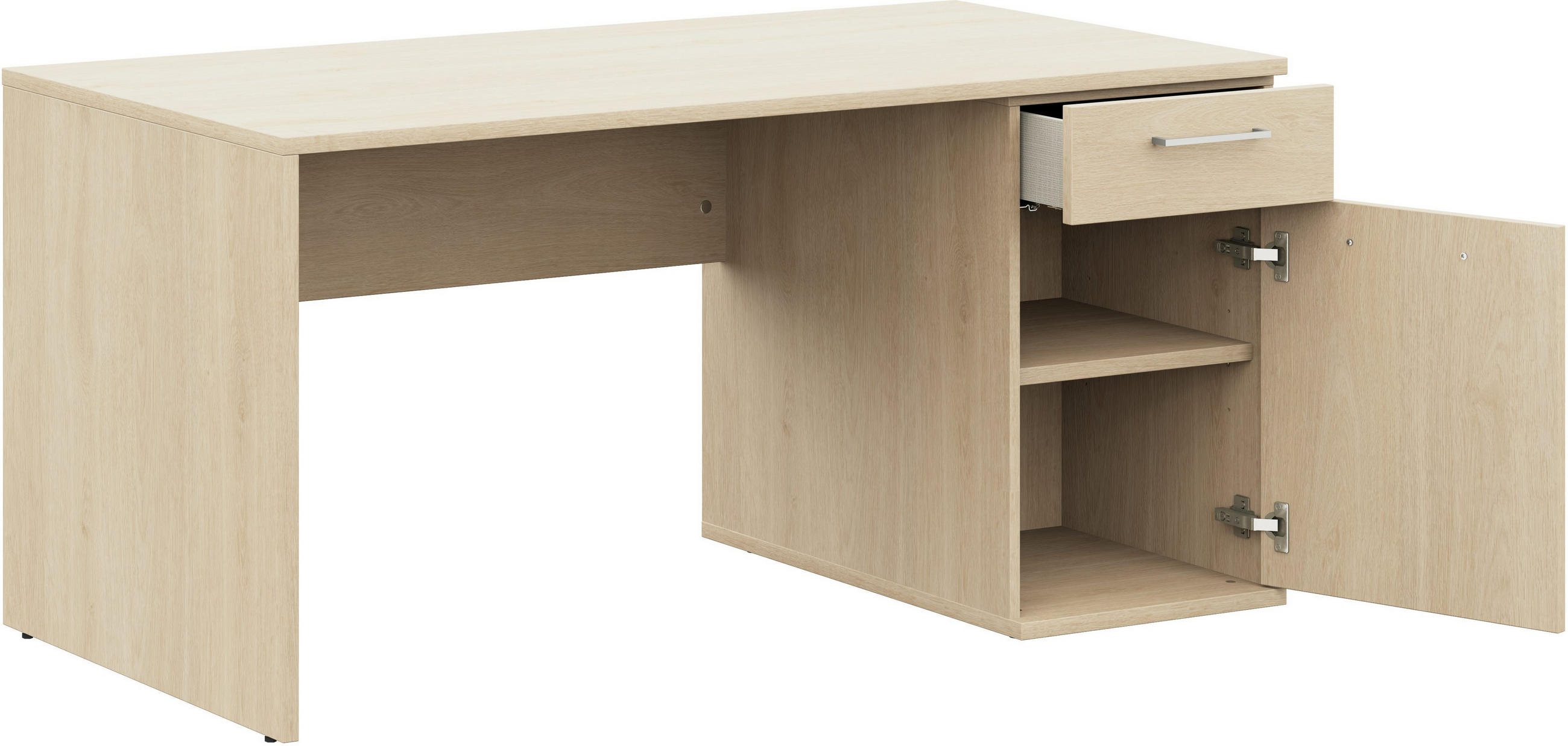 JUGENDSCHREIBTISCH  - Edelstahlfarben/Eichefarben, Design, Holzwerkstoff/Metall (150/72/70cm) - Cantus