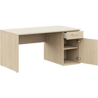 JUGENDSCHREIBTISCH  in Eichefarben  - Edelstahlfarben/Eichefarben, Design, Holzwerkstoff/Metall (150/72/70cm) - Cantus