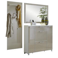 GARDEROBE 3-teilig  in 190/195/31 cm  - Taupe/Weiss, Design, Glas/Holzwerkstoff (190/195/31cm)
