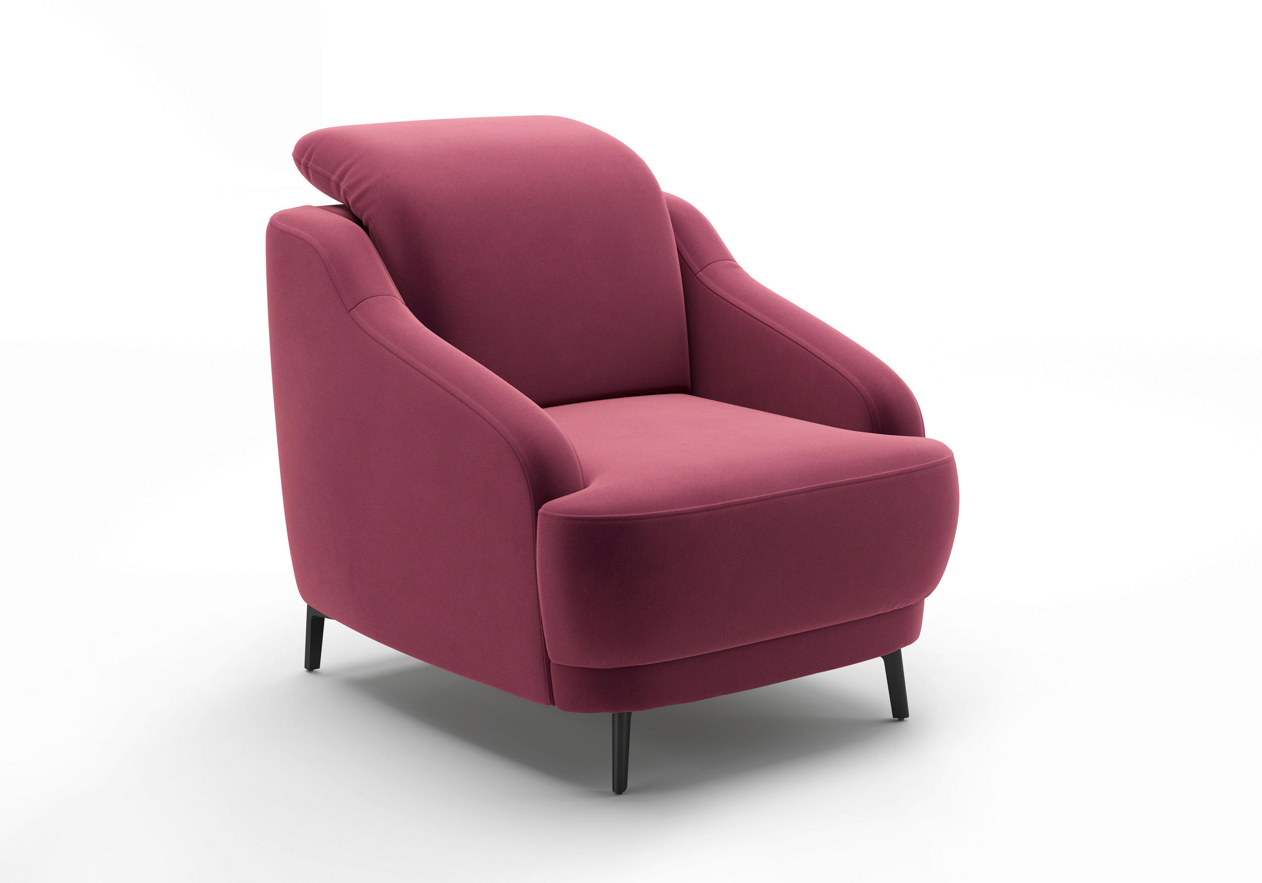 SESSEL in Samt Aubergine  - Aubergine/Schwarz, MODERN, Textil/Metall (87/93/104cm) - Sit & More