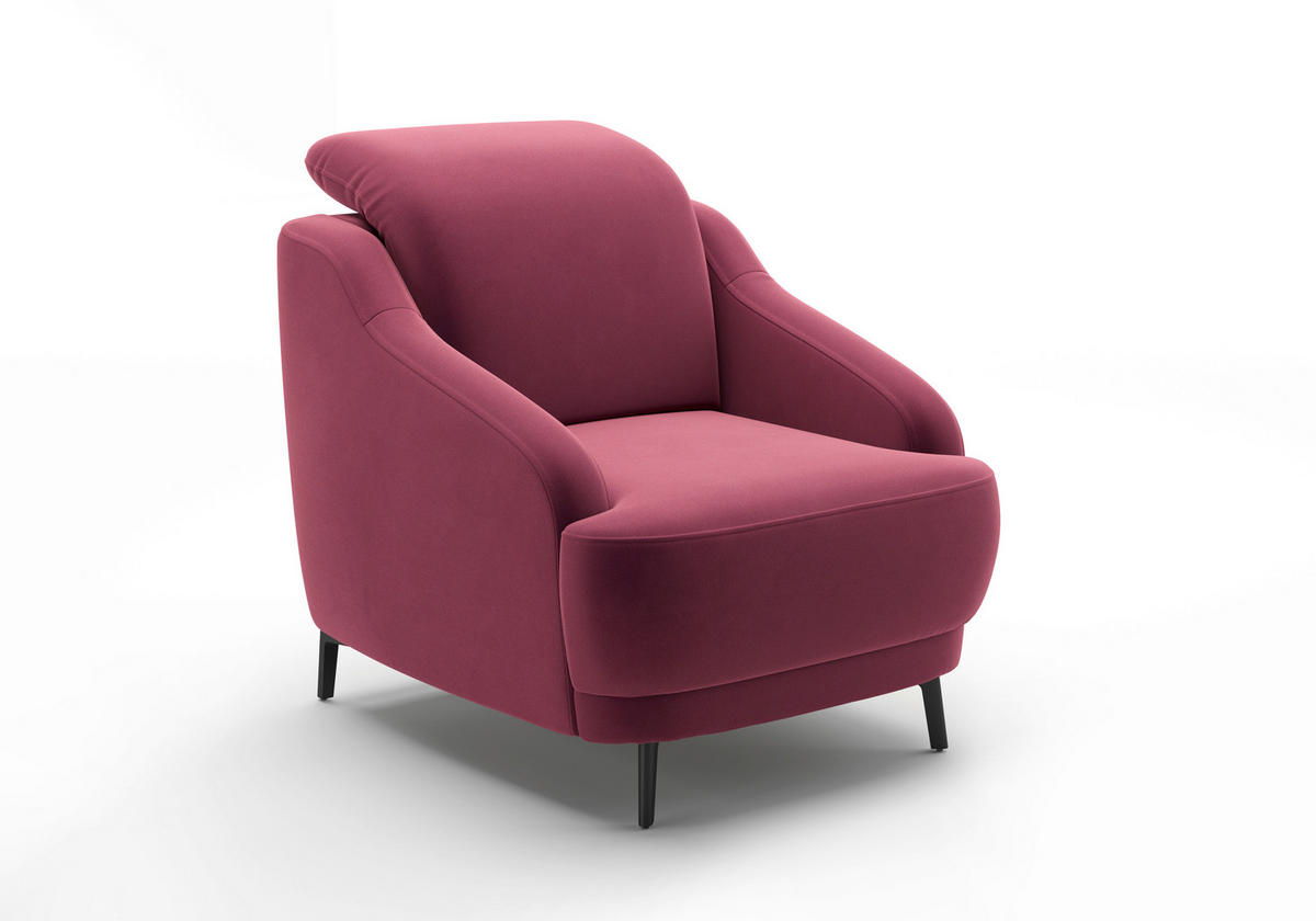 SESSEL in Samt Aubergine  - Aubergine/Schwarz, MODERN, Textil/Metall (87/93/104cm) - Sit & More