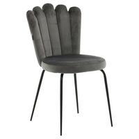 STUHL-SET 2 Stück  in Stahl Samt Metall, Textil  - Schwarz/Grau, Design, Textil/Metall (44.5/82.5/54cm) - Livetastic