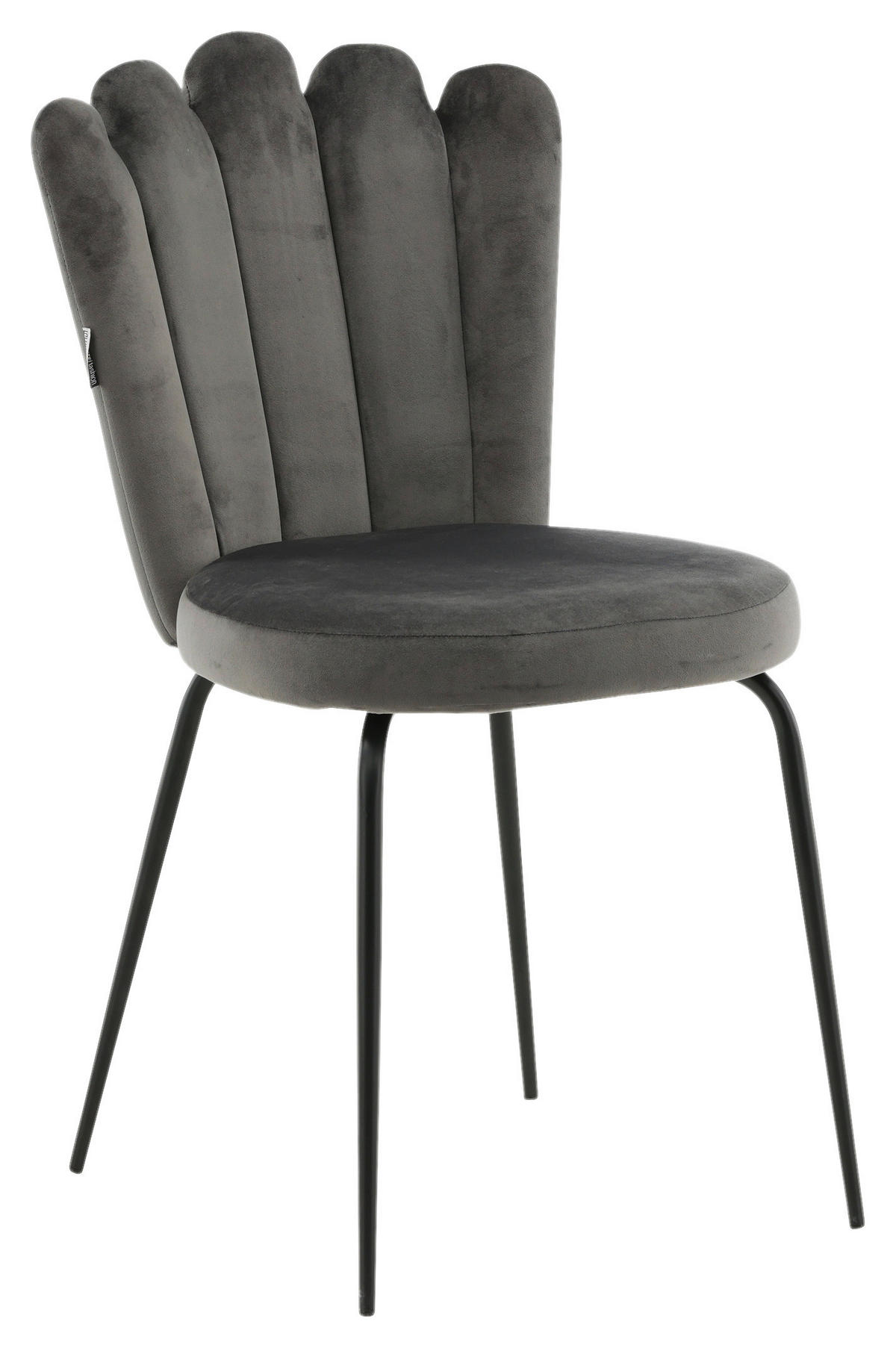 STUHL-SET 2 Stück  in Stahl Samt Metall, Textil  - Schwarz/Grau, Design, Textil/Metall (44.5/82.5/54cm) - Livetastic