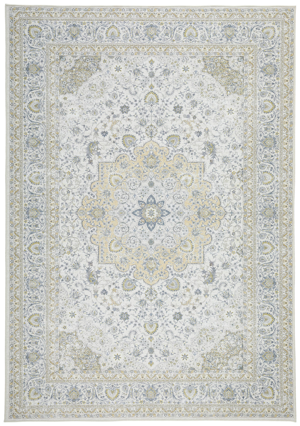 VINTAGE-TEPPICH Leo 160/230 cm  in Creme, Gelb, Pastellblau  - Pastellblau/Gelb, Design, Kunststoff/Textil (160/230cm) - Novel