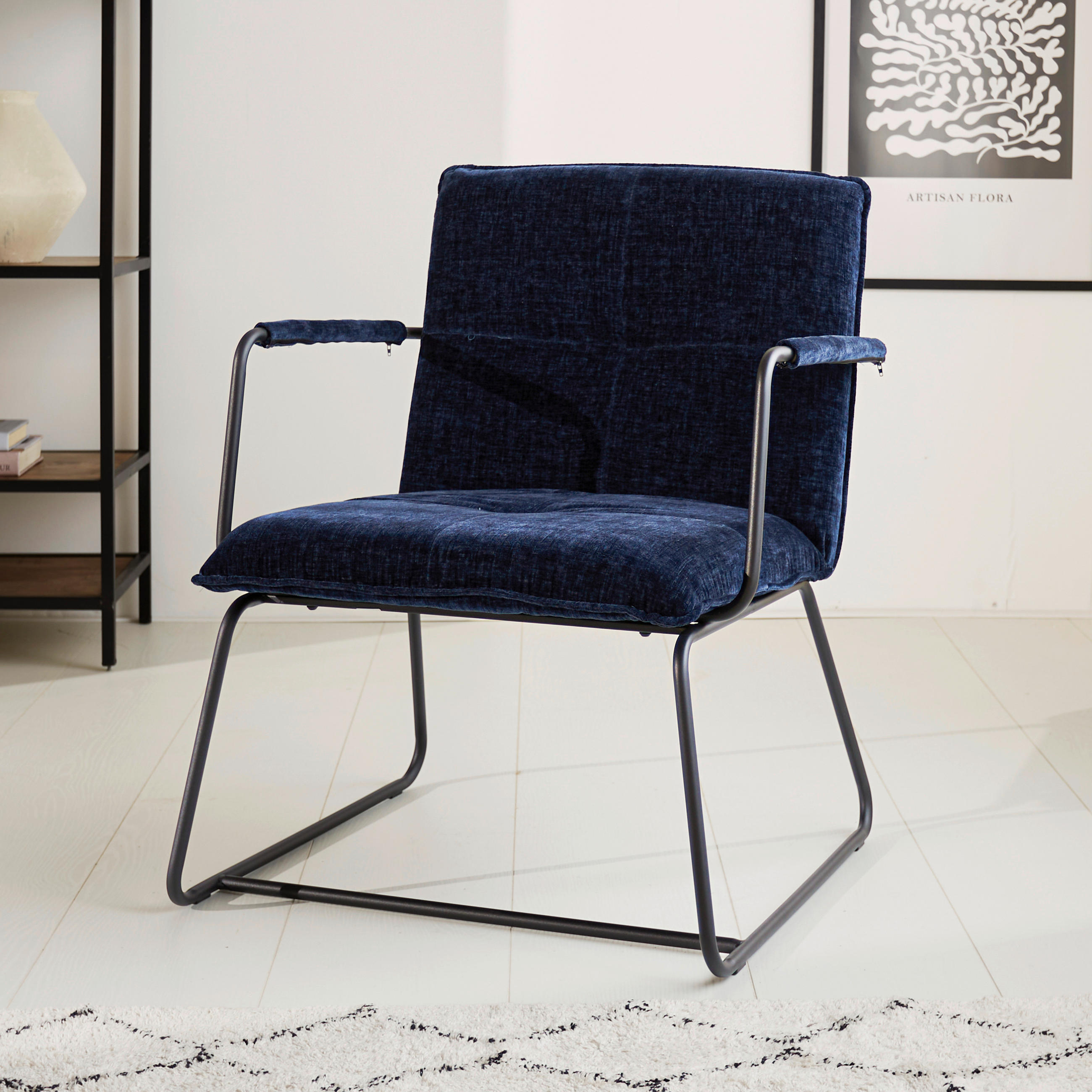 KRESLO, textil, modrá - čierna/modrá, Modern, kov/textil (65/80/68cm) - MID.YOU