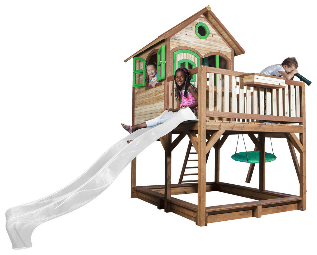 SPIELTURM 613/291/277 cm  - Braun/Weiß, KONVENTIONELL, Holz (613/291/277cm) - Ambia Garden