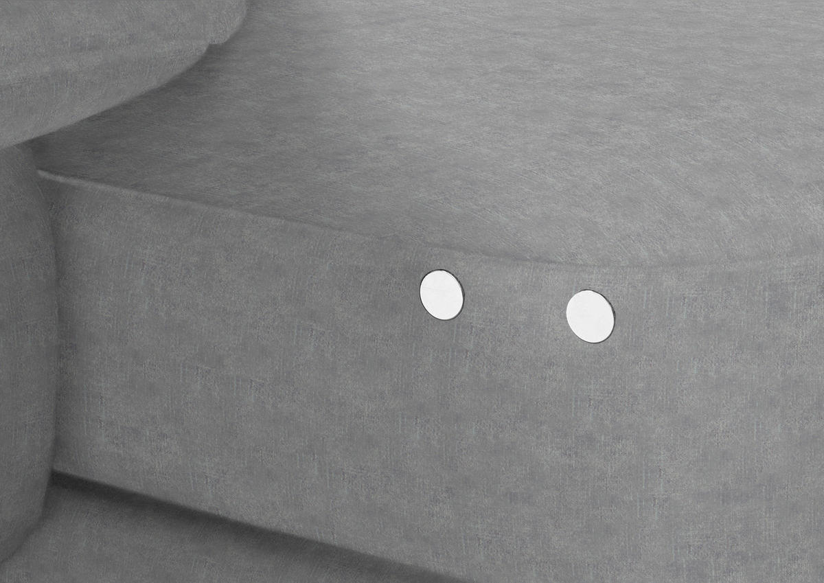 ECKSOFA in Velours Hellgrau  180/310 cm  - Hellgrau/Schwarz, Design, Textil/Metall (180/310cm) - Dieter Knoll