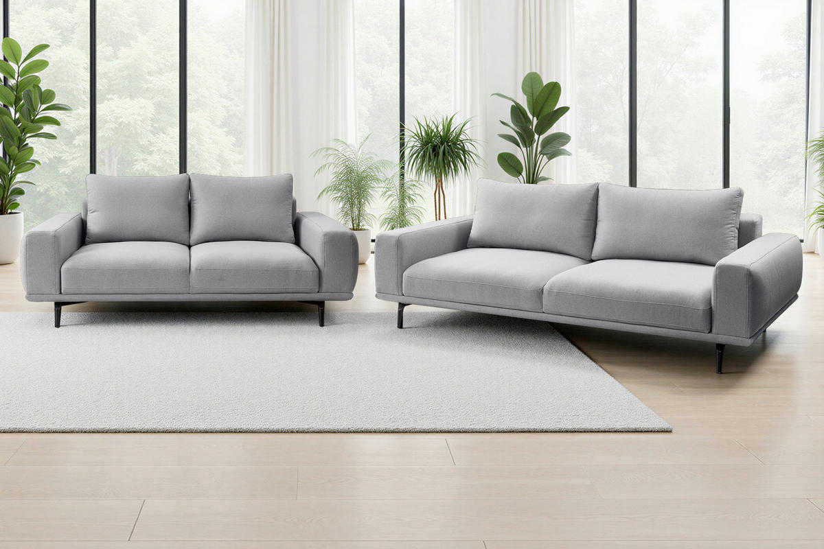 2-SITZER-SOFA Webstoff Grau  - Schwarz/Grau, MODERN, Textil/Metall (202/89/115cm) - MID.YOU