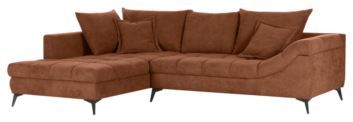 ECKSOFA in Flachgewebe Braun  - Schwarz/Braun, Design, Textil/Metall (224/307cm) - Stylife