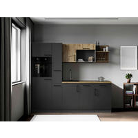 KÜCHENBLOCK Oliver 235 cm  in Grau, Eiche Artisan  - Eiche Artisan/Grau, Trend, Holzwerkstoff/Metall (235cm) - Respekta