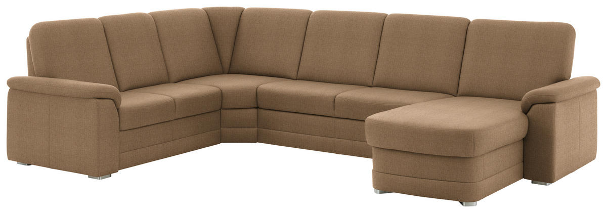 WOHNLANDSCHAFT  in Chenille Altrosa, Hellbraun  - Hellbraun/Alufarben, KONVENTIONELL, Holz/Textil (235/329/160cm) - Beldomo Comfort