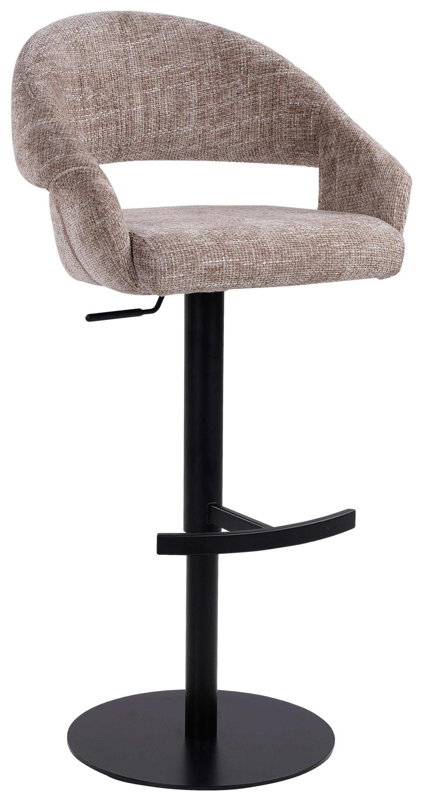 BARHOCKER Webstoff Schwarz, Beige Eisen Sitzfläche 360° drehbar  - Beige/Schwarz, KONVENTIONELL, Textil/Metall (56,5/87-112/57,5cm) - Livetastic