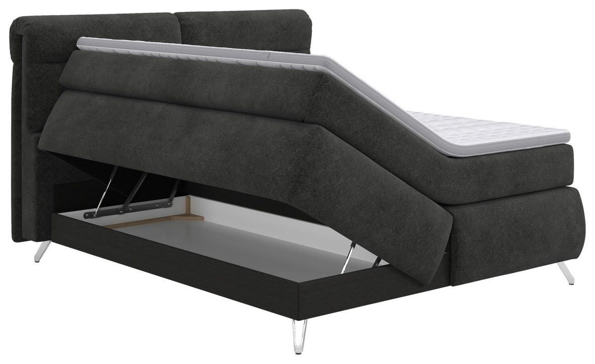 POSTEL BOXSPRING, 180/200 cm, antracitová - barvy chromu/antracitová, Basics, kompozitní dřevo/textil (180/200cm) - Welnova