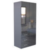 KLEIDERSCHRANK 98/219/59 cm 2-türig Anthrazit, Anthrazit Hochglanz  - Anthrazit/Anthrazit Hochglanz, KONVENTIONELL, Holzwerkstoff/Metall (98/219/59cm) - Carryhome