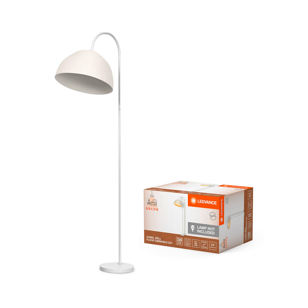 STEHLEUCHTE 37,5/60,3/153 cm    - KONVENTIONELL, Papier/Metall (37,5/60,3/153cm) - Ledvance